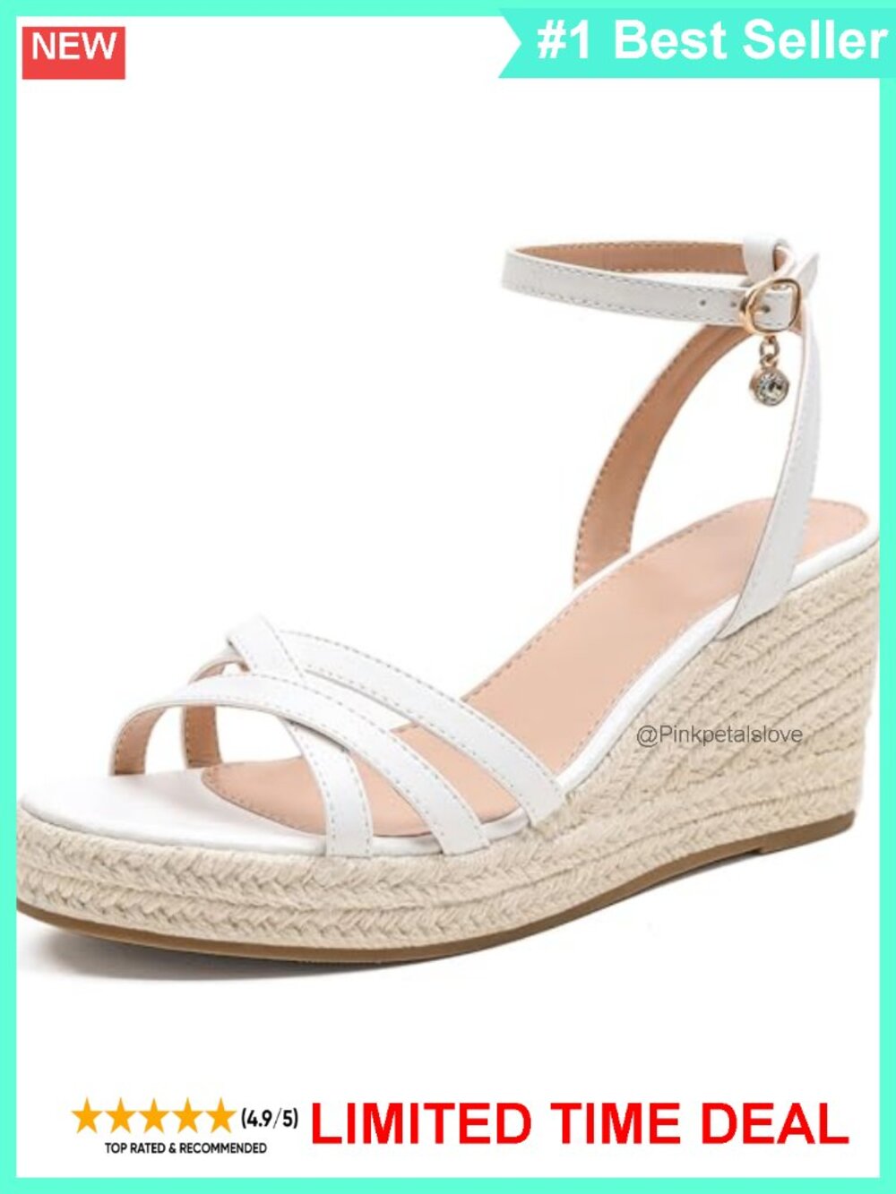 Women's Open Toe Espadrille Wedge Sandals Ankle Strap Buckle